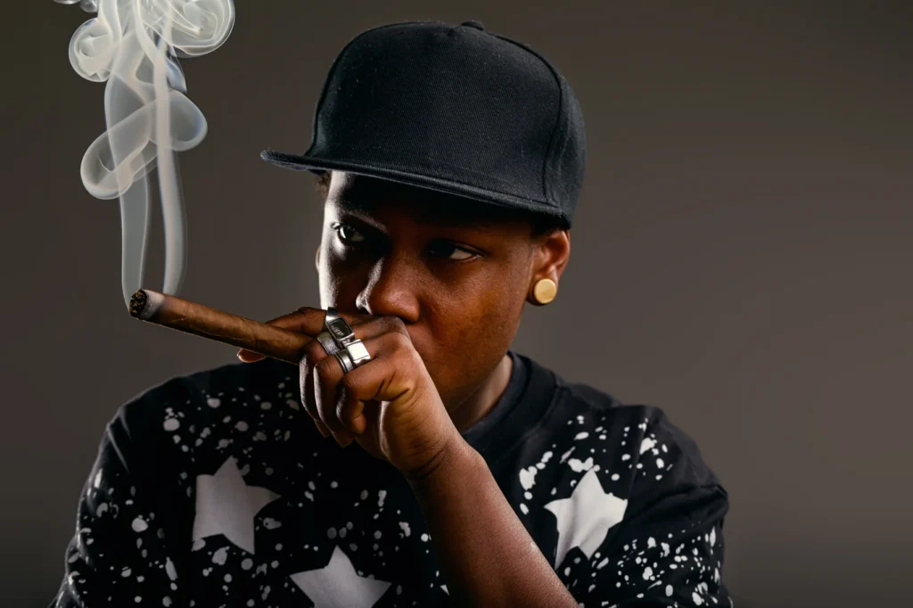Man smoking mild cigar